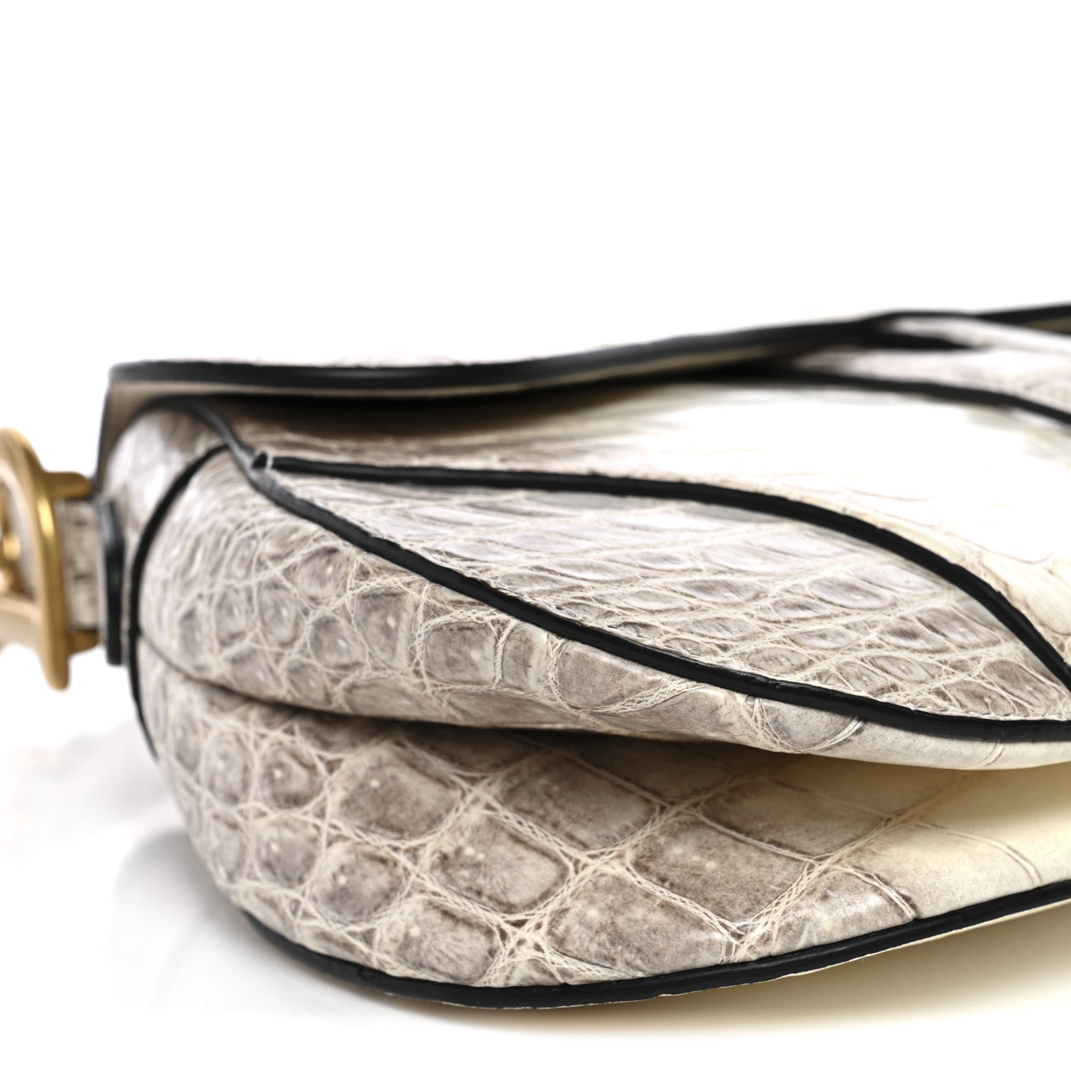 Christian Dior Niloticus Crocodile Himalaya Saddle Bag Latte