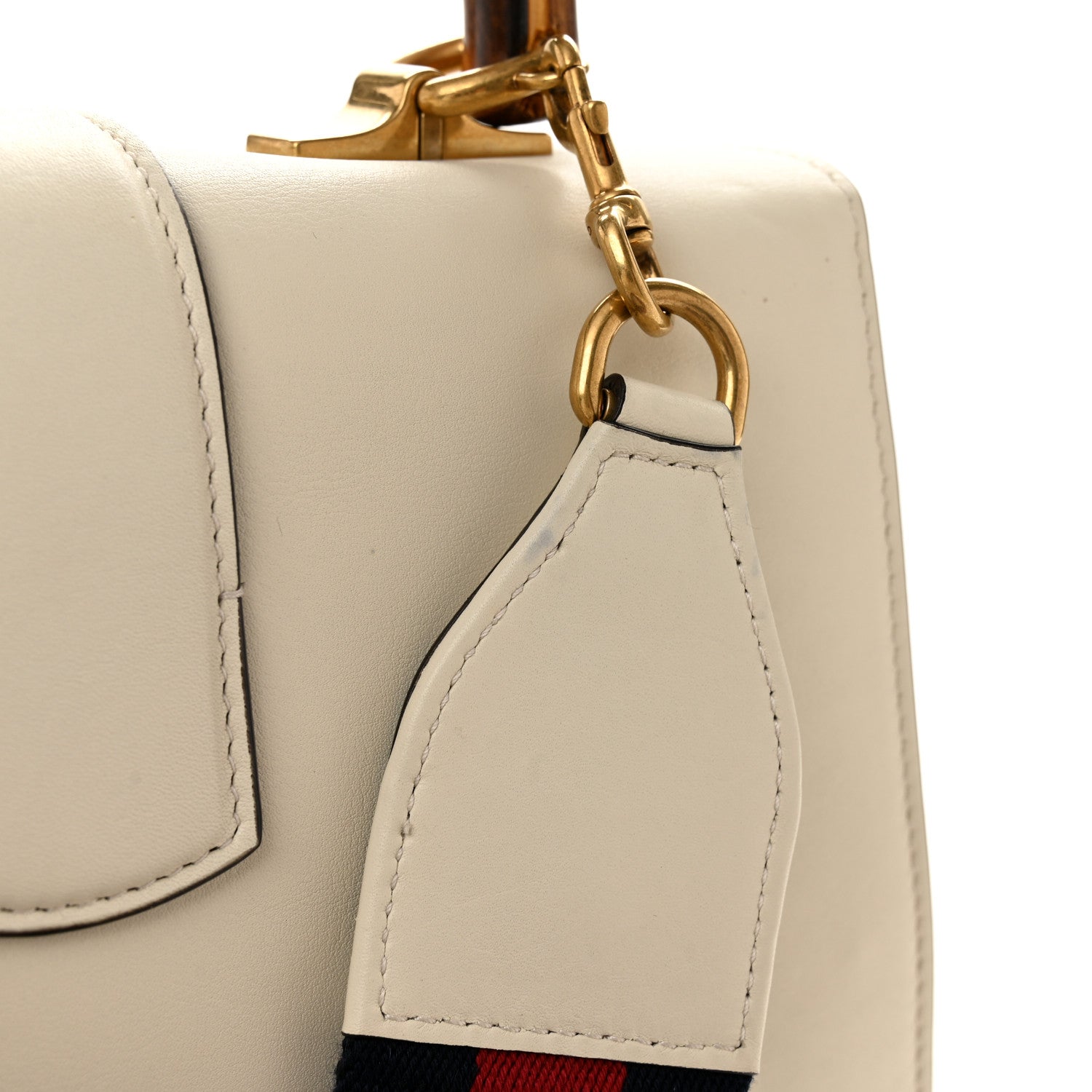Gucci Calfskin Bamboo Web Medium Dionysus Top Handle Bag White Blue Hibiscus Red