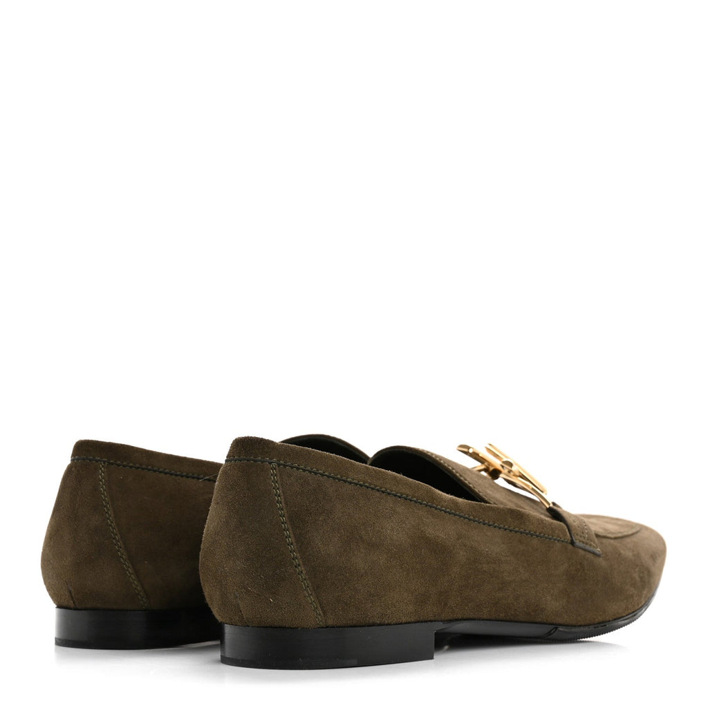 Louis Vuitton Suede Upper Case Flat Loafers 40 Green