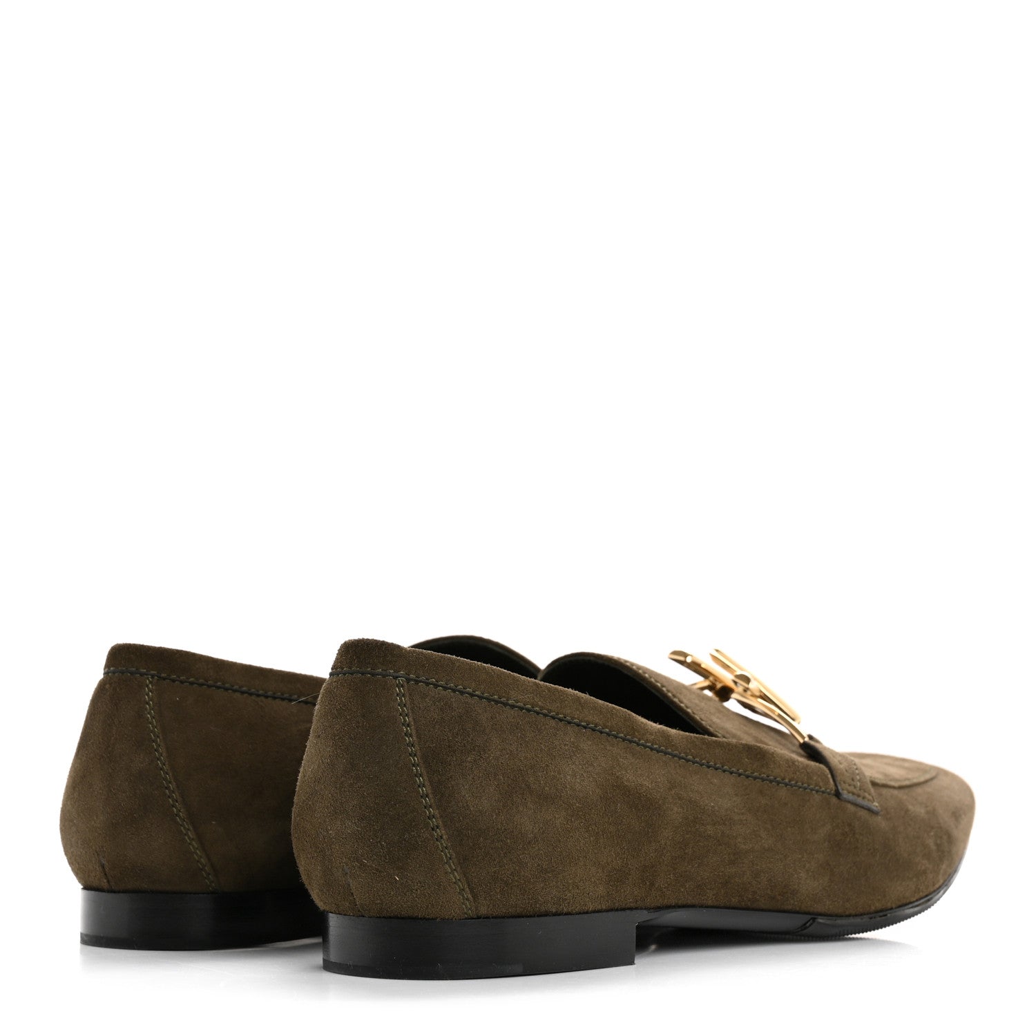 Louis Vuitton Suede Upper Case Flat Loafers 40 Green