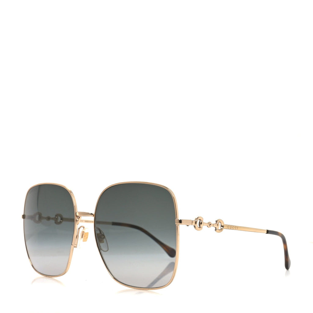 Gucci Metal Horsebit Square Sunglasses GG0879S Gold