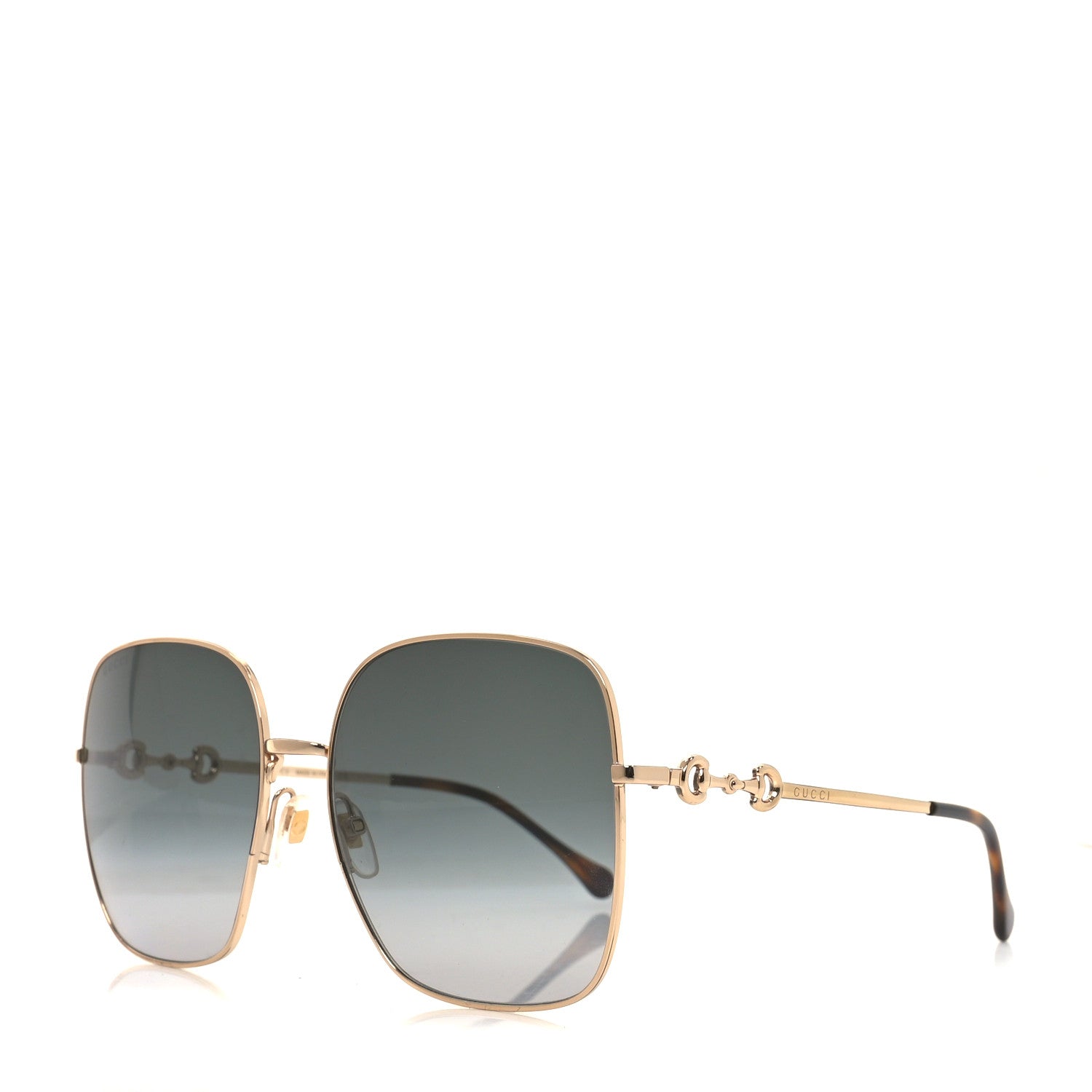 Gucci Metal Horsebit Square Sunglasses GG0879S Gold