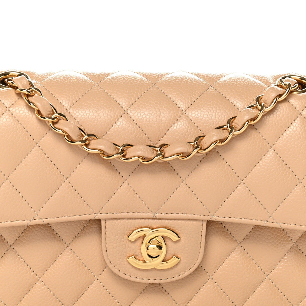 Chanel Caviar Quilted Small Double Flap Beige