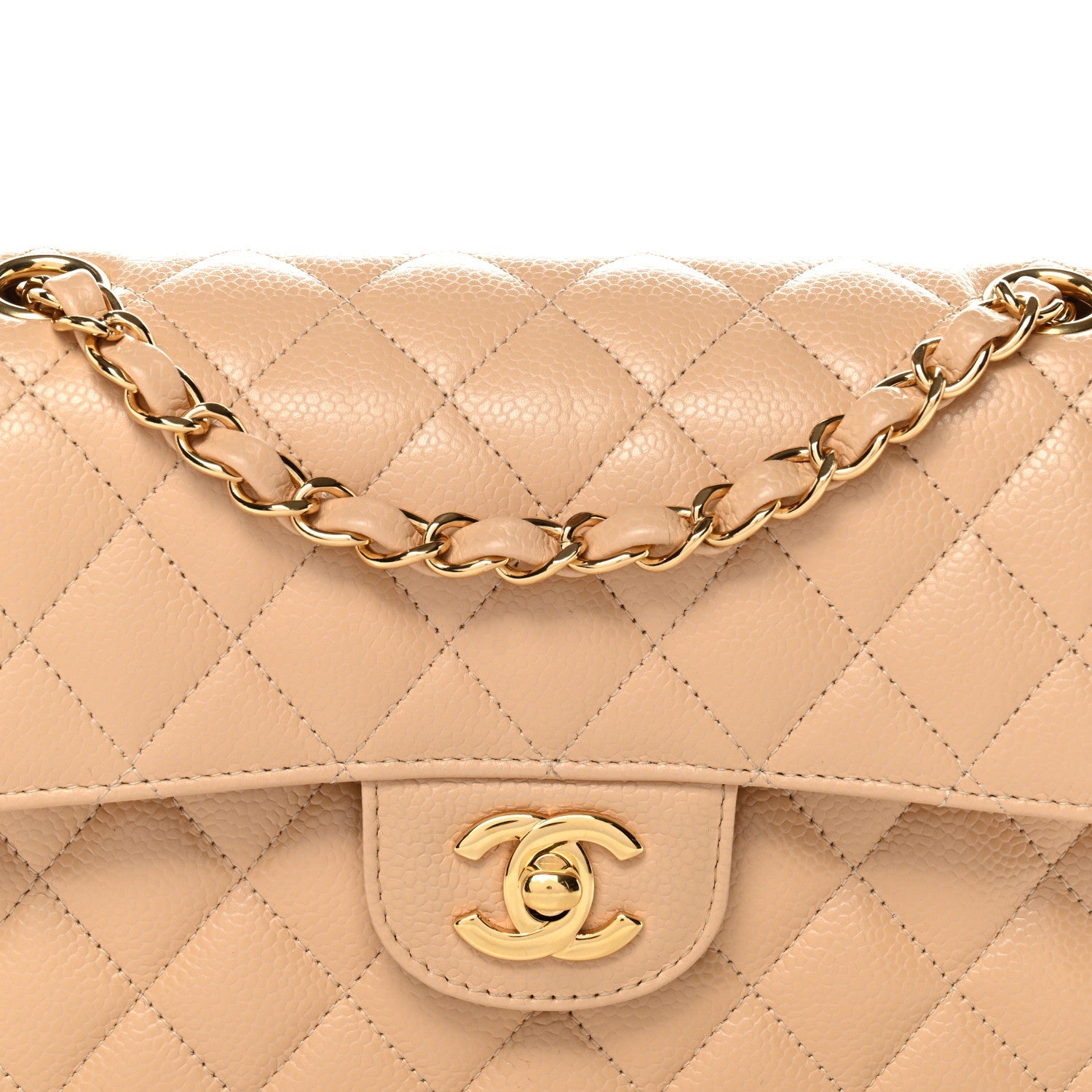 Chanel Caviar Quilted Small Double Flap Beige