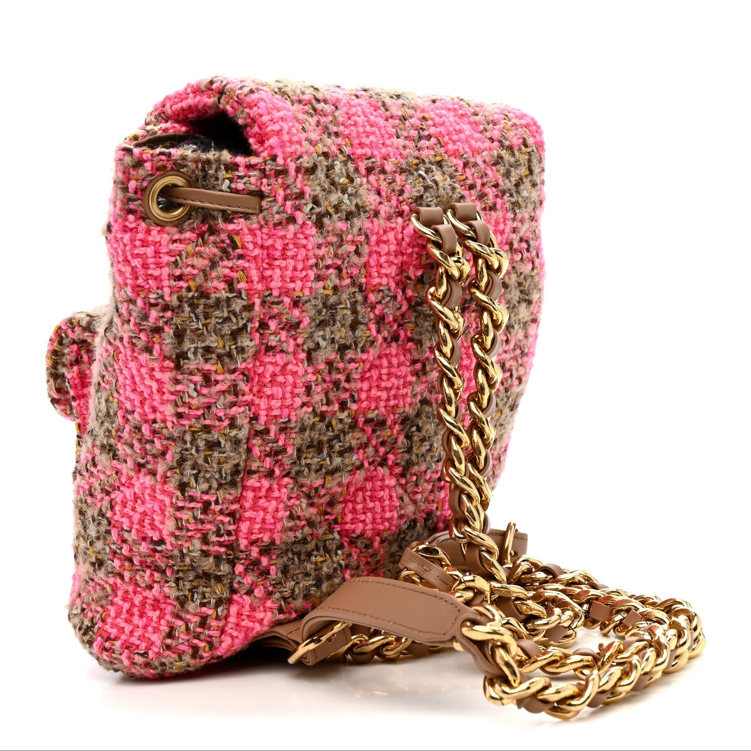 Chanel Wool Tweed Elegant Backpack Pink Brown