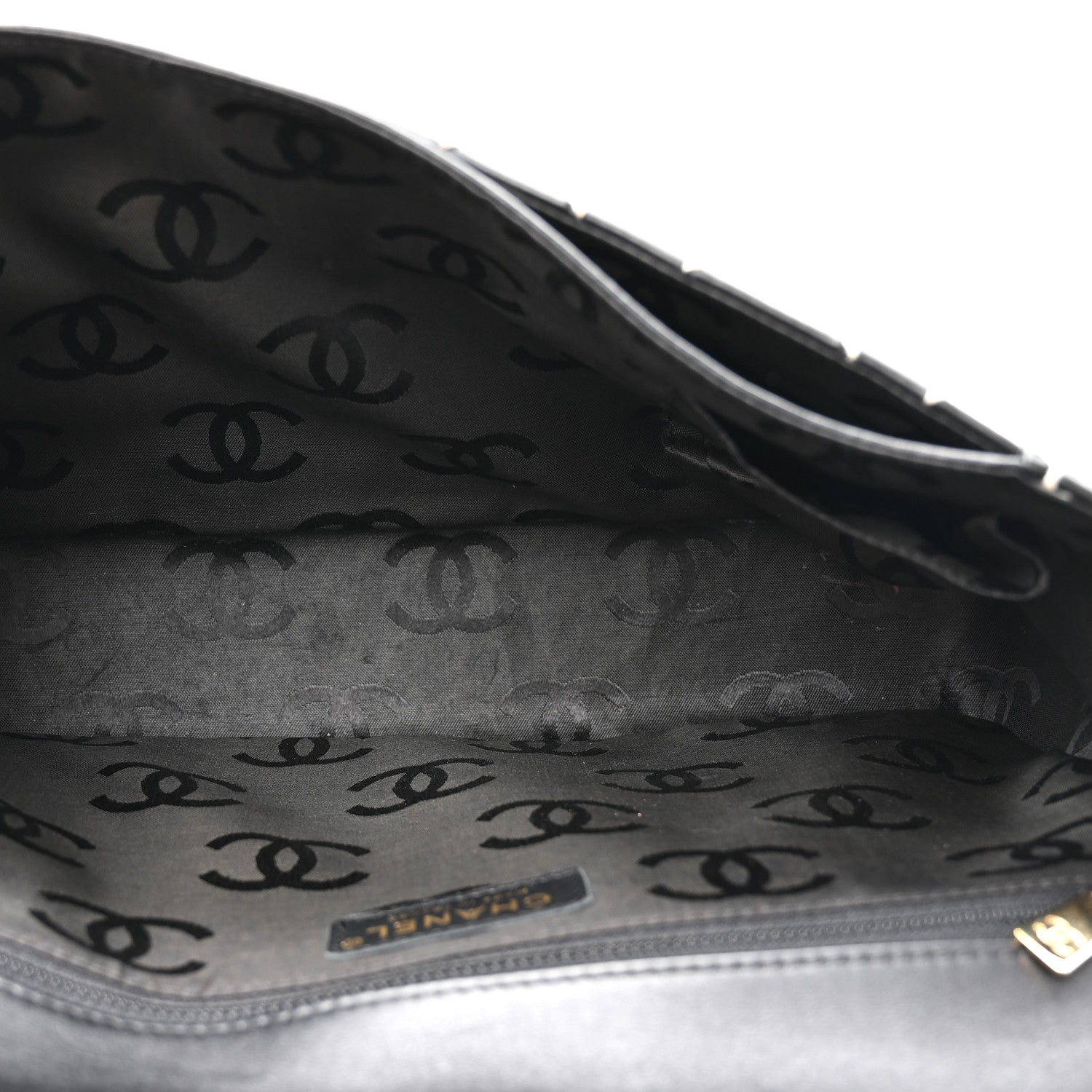 Chanel Calfskin Quilted Wild Stitch Large Top Handle Flap Black