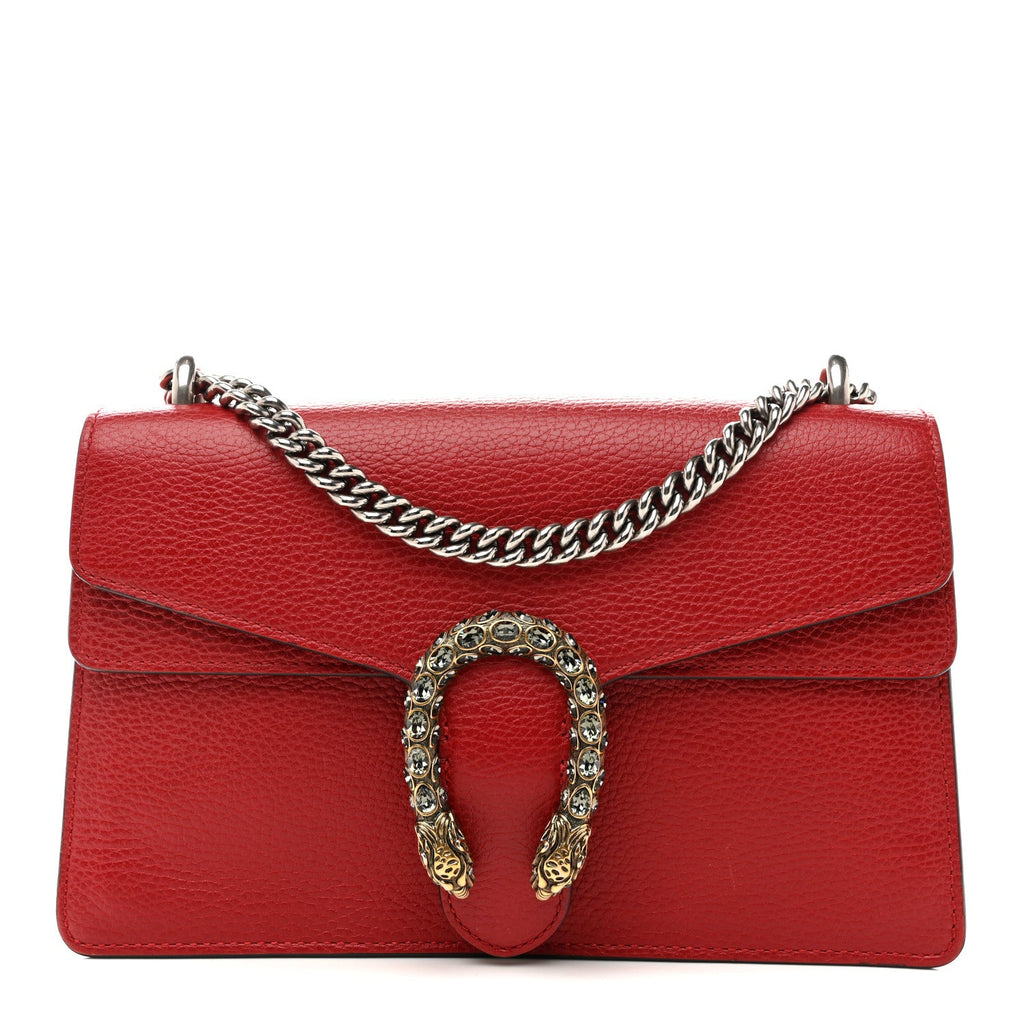 Gucci Dollar Calfskin Swarovski Crystal Small Dionysus Shoulder Bag Hibiscus Red