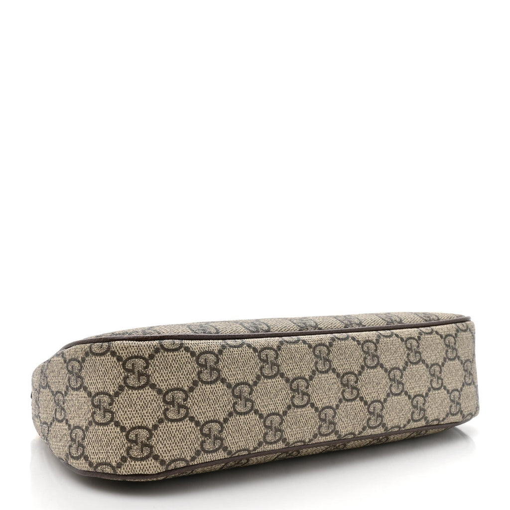 Gucci GG Supreme Monogram Textured Dollar Calfskin Web Small Ophidia GG Handbag Beige Ebony New Acero
