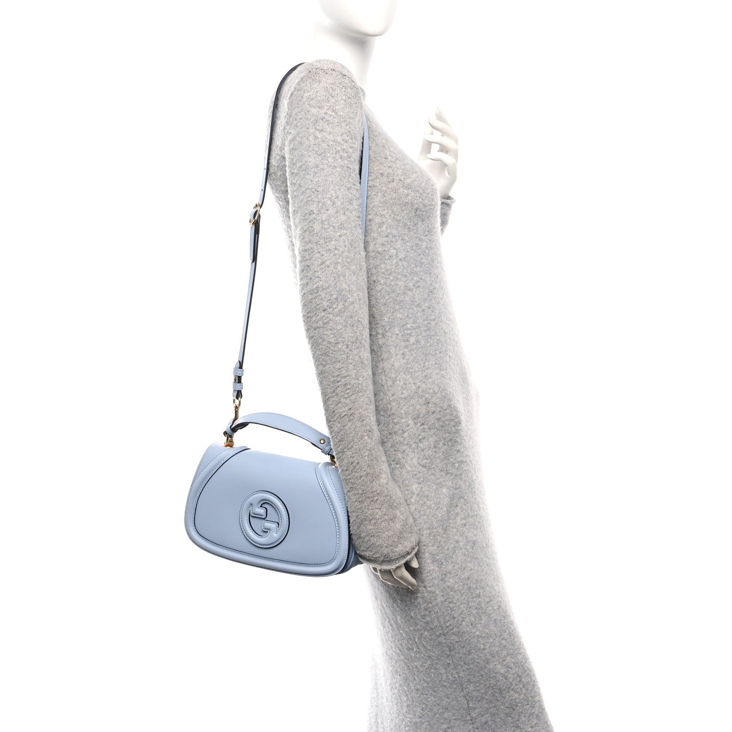 Gucci Roxy Calfskin Medium Blondie Top Handle Bag Cloudy Blue