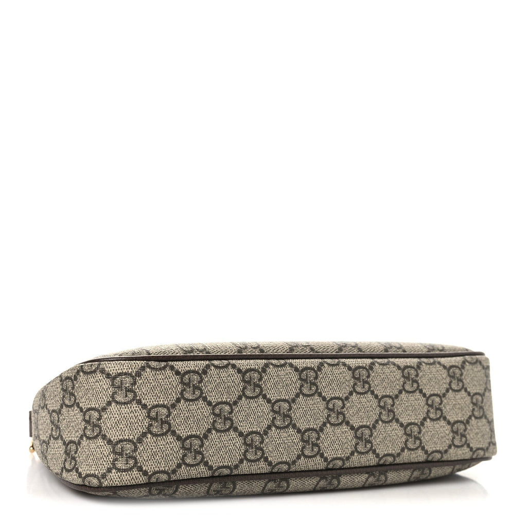 Gucci GG Supreme Monogram Textured Dollar Calfskin Web Small Ophidia GG Handbag Beige Ebony New Acero