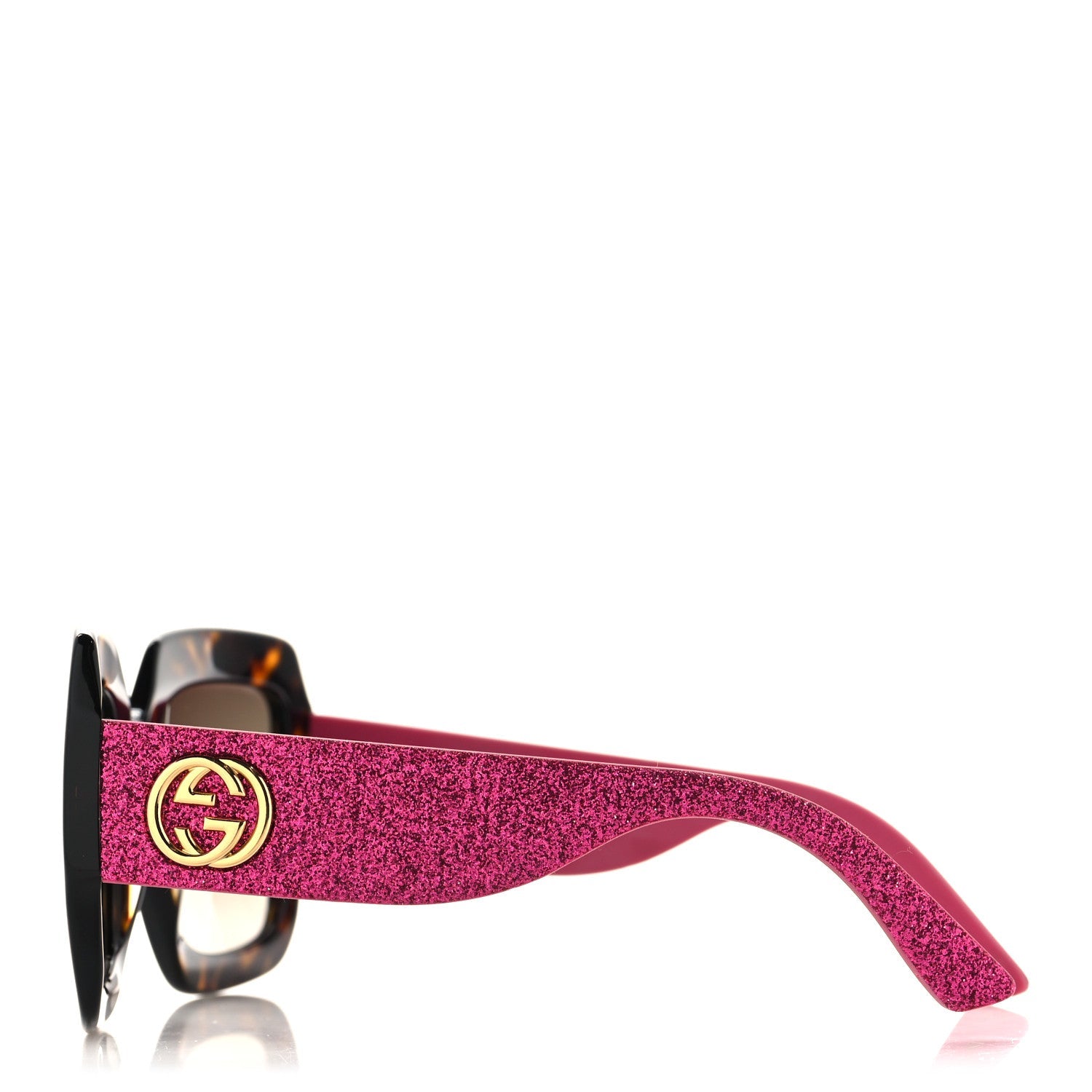 Gucci Square Frame GG0102S Sunglasses Glitter Pink Multi