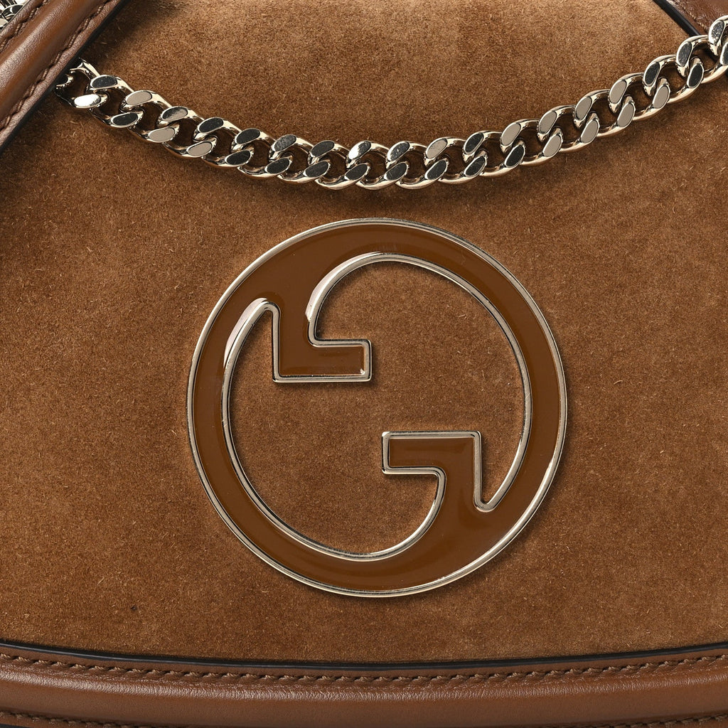 Gucci Suede Calfskin Blondie Medium Shoulder Bag Light Brown