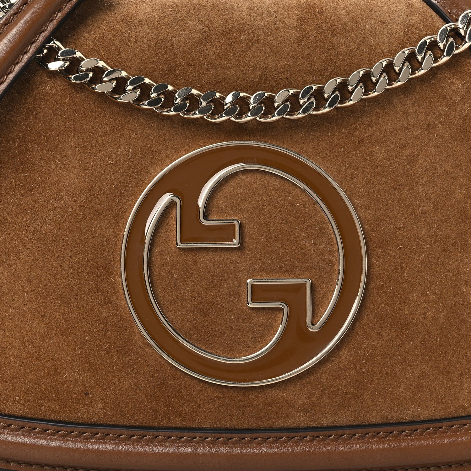 Gucci Suede Calfskin Blondie Medium Shoulder Bag Light Brown