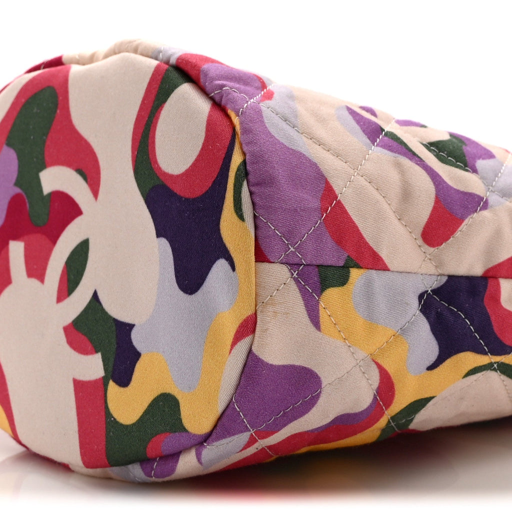 Chanel Lambskin Sea Through Bucket Drawstring Bag White Multicolor