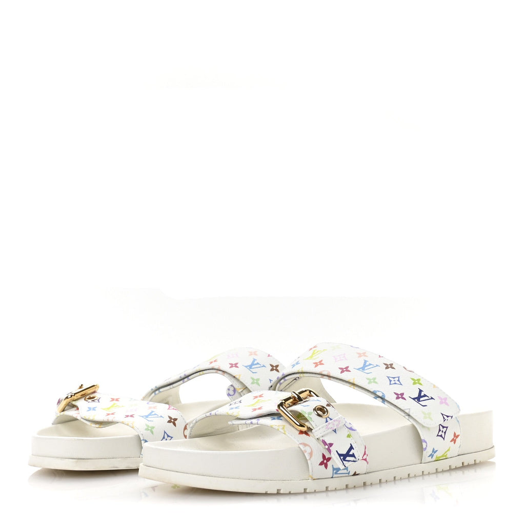 Louis Vuitton LV X TM Monogram Multicolor Bom Dia Comfort Mule Sandals 38.5 White
