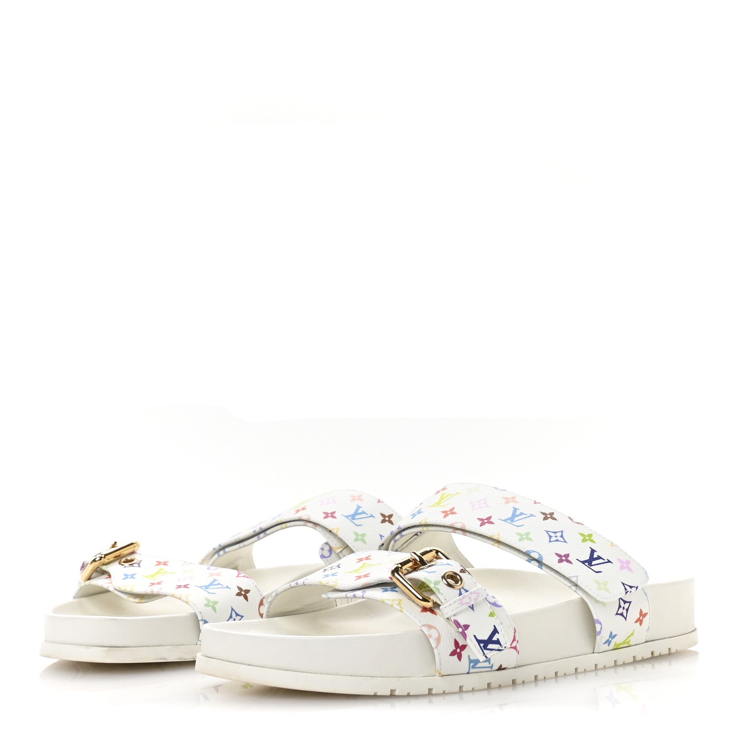Louis Vuitton LV X TM Monogram Multicolor Bom Dia Comfort Mule Sandals 38.5 White