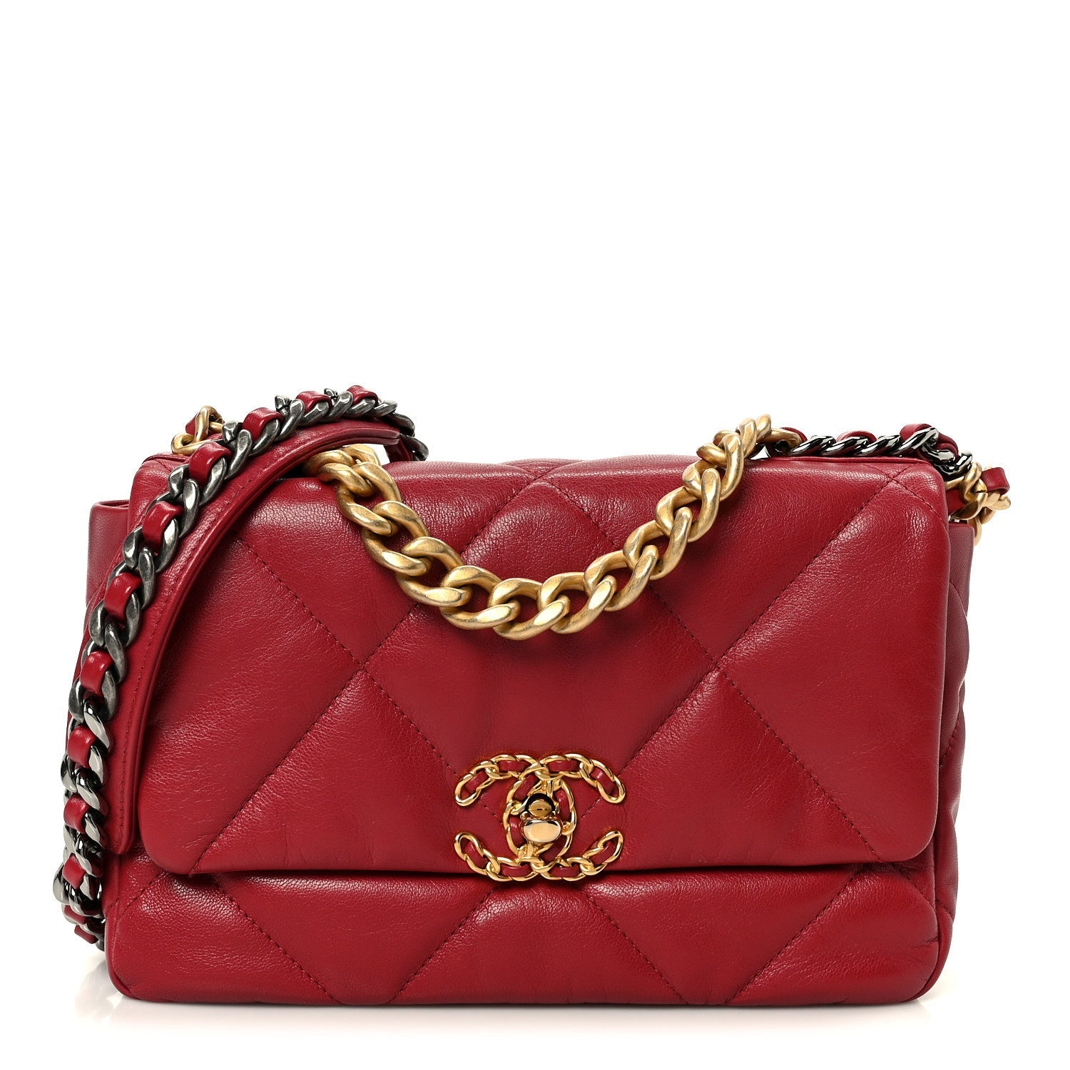 Chanel Goatskin Quilted Medium Chanel 19 Flap Red