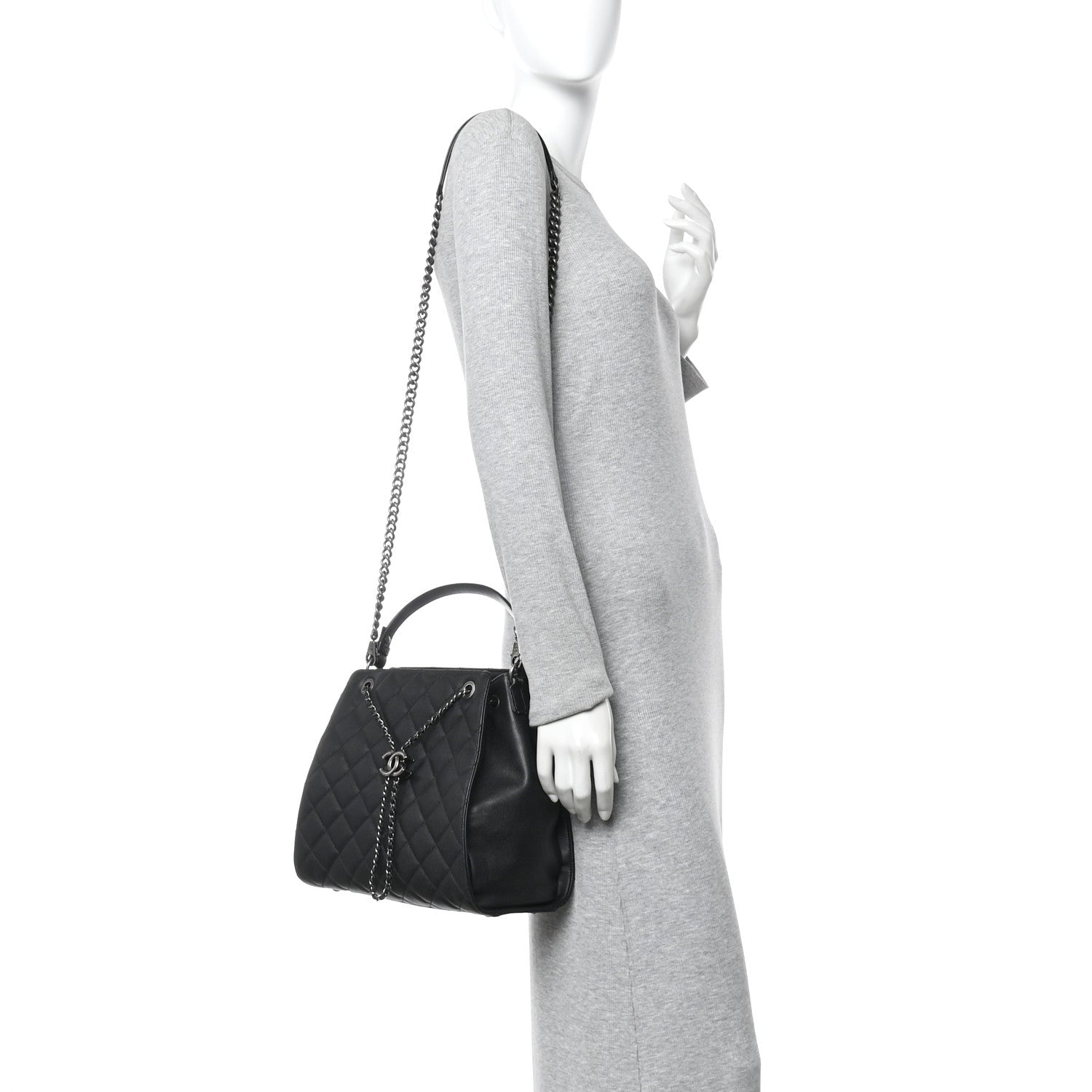 Chanel Caviar Quilted Medium CC Bucket Bag Black