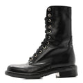 Calfskin Lace Up Combat Boots  39.5 Black