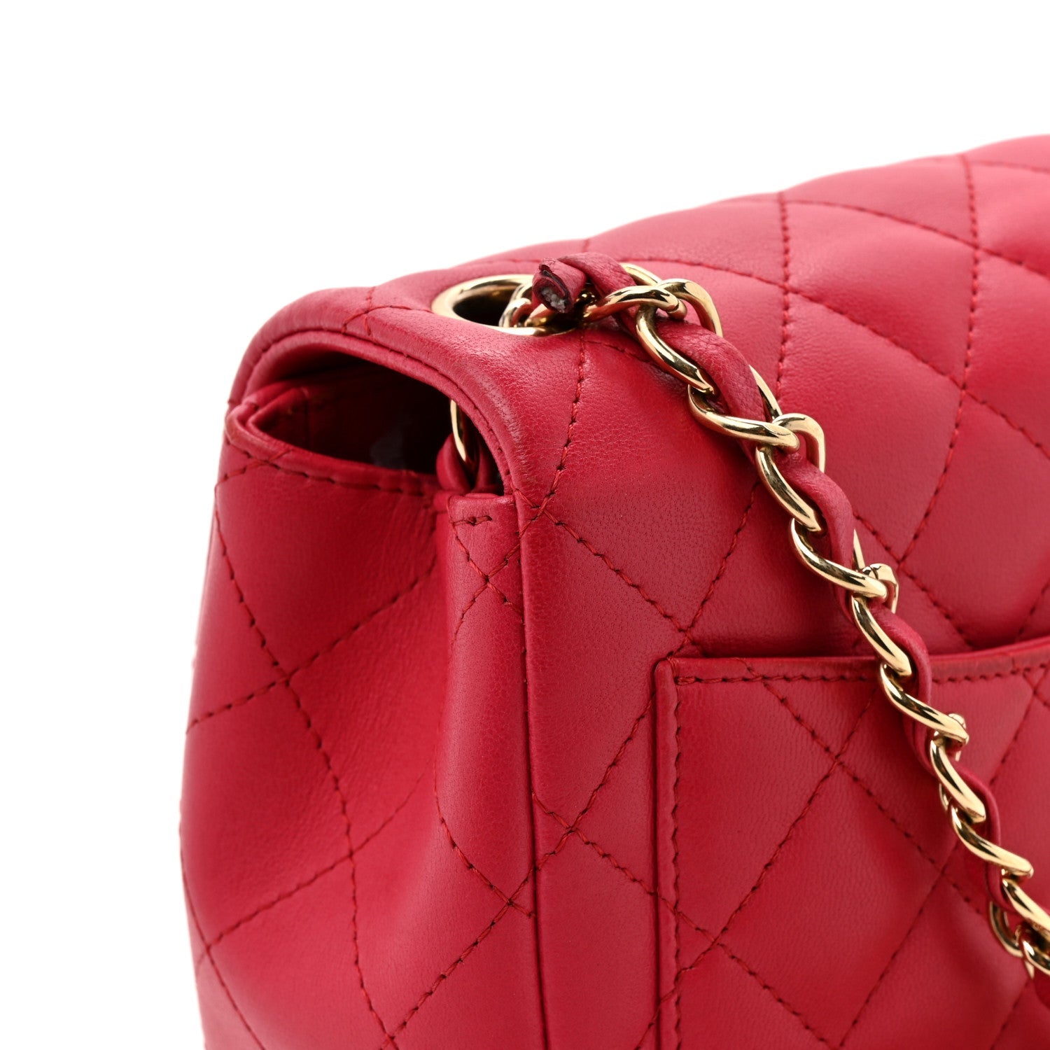 Chanel Lambskin Quilted Mini Square Flap Dark Pink