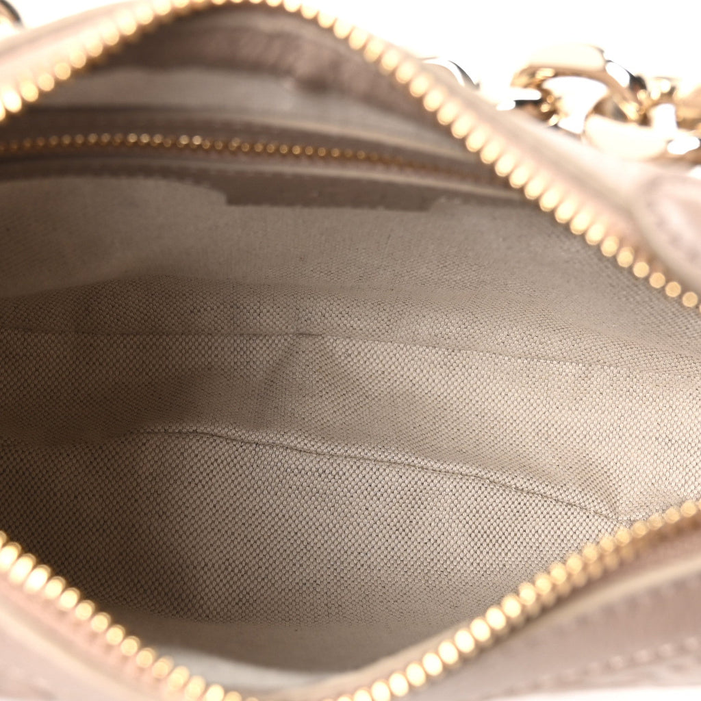 Gucci GG Grainy Calfskin Emblem Medium Half Moon Shoulder Bag Taupe