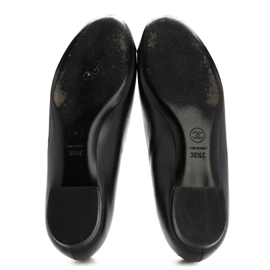 Lambskin Cap Toe Ballerina Flats 38.5 Dark Navy Black