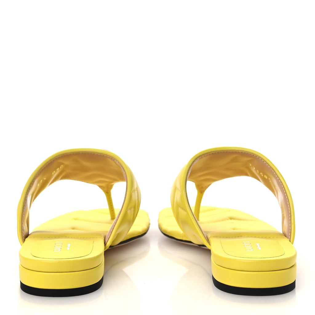Gucci Nappa Charlotte Double G Marmont Thong Sandals 37.5 Acid Lime