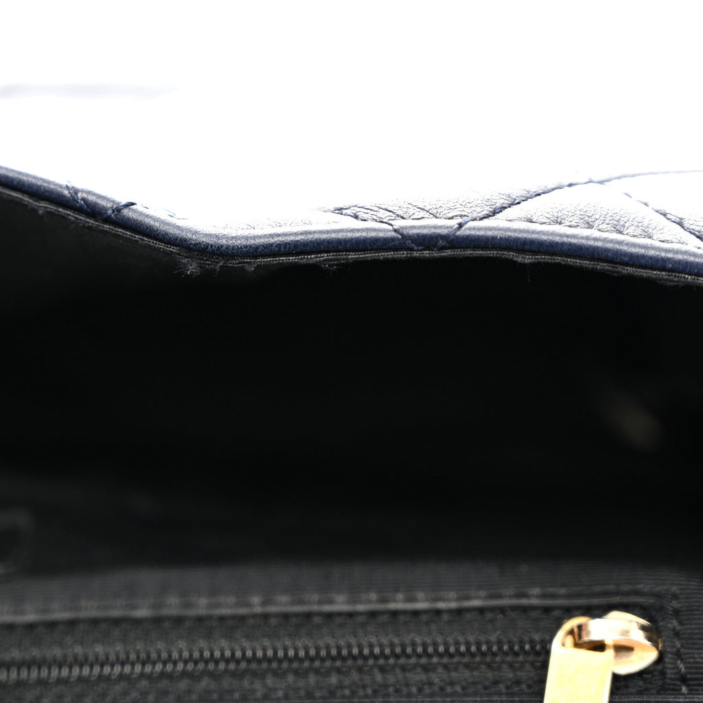 Chanel Lambskin Quilted Medium Elegant CC Flap Navy Black