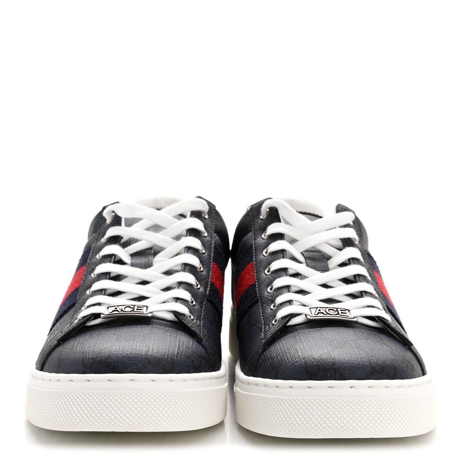 Gucci GG Supreme Monogram Web Mens New Ace Sneakers 8.5 Dark Blue
