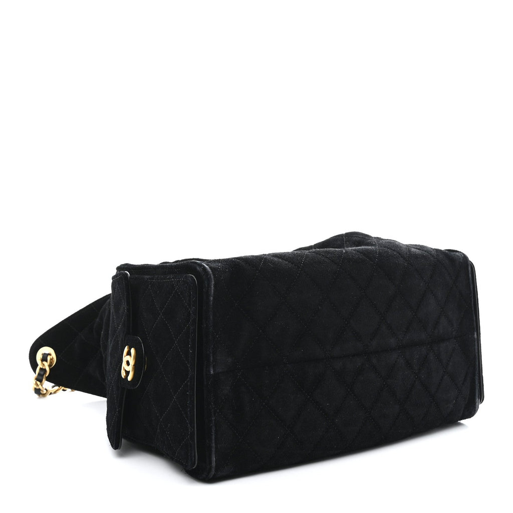 Chanel Suede Quilted Medium Chanel 25 Handbag Black