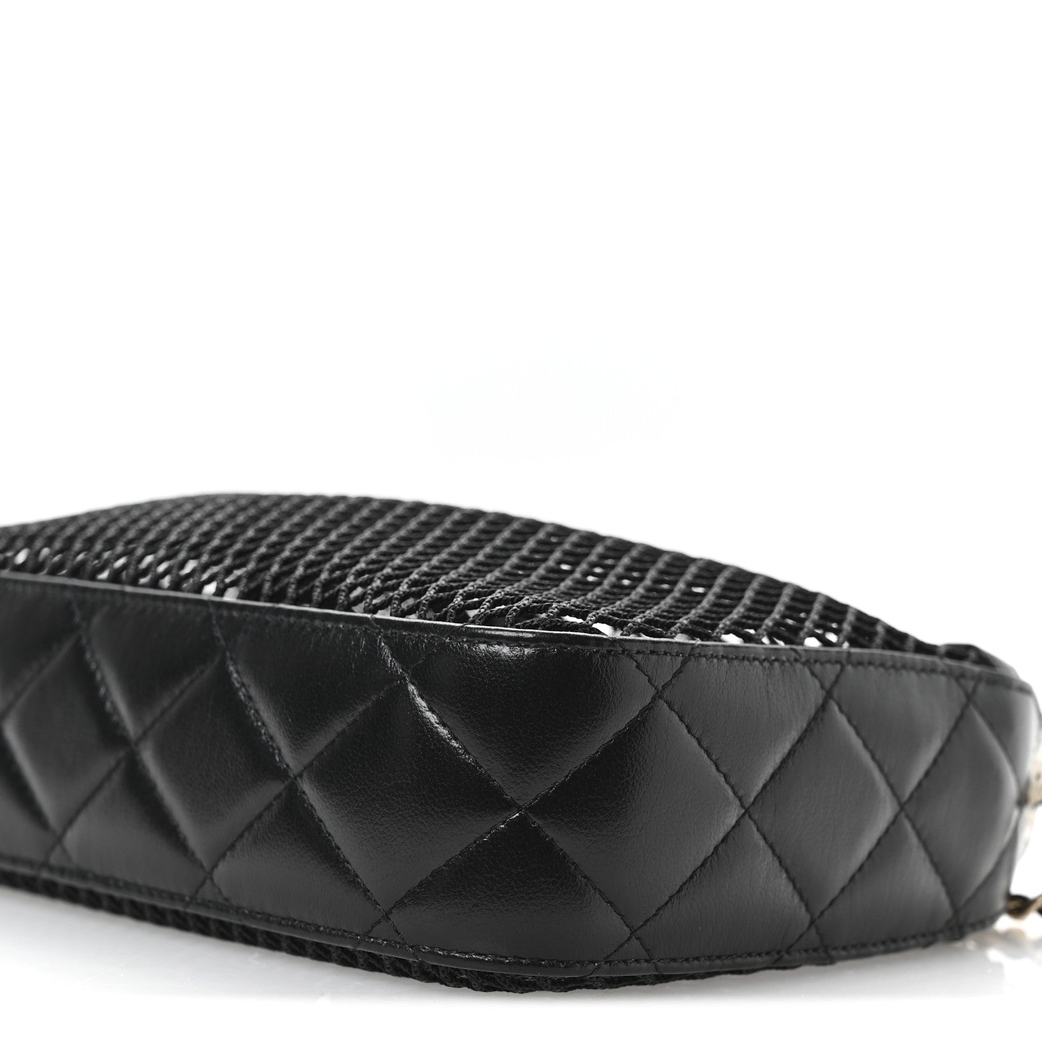 Chanel Mesh Shiny Lambskin Clutch With Chain Black