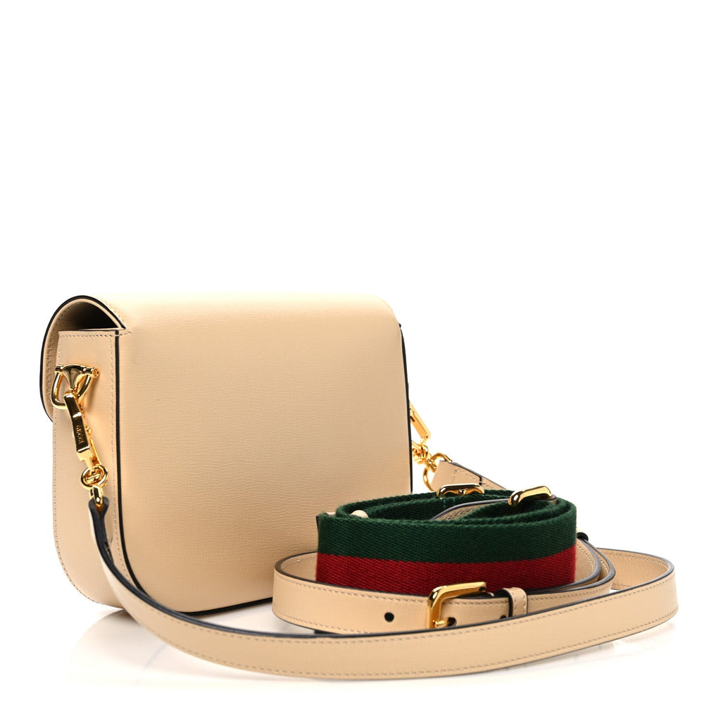 Gucci Azalea Calfskin Web Mini Horsebit 1955 Shoulder Bag Bubble Tea