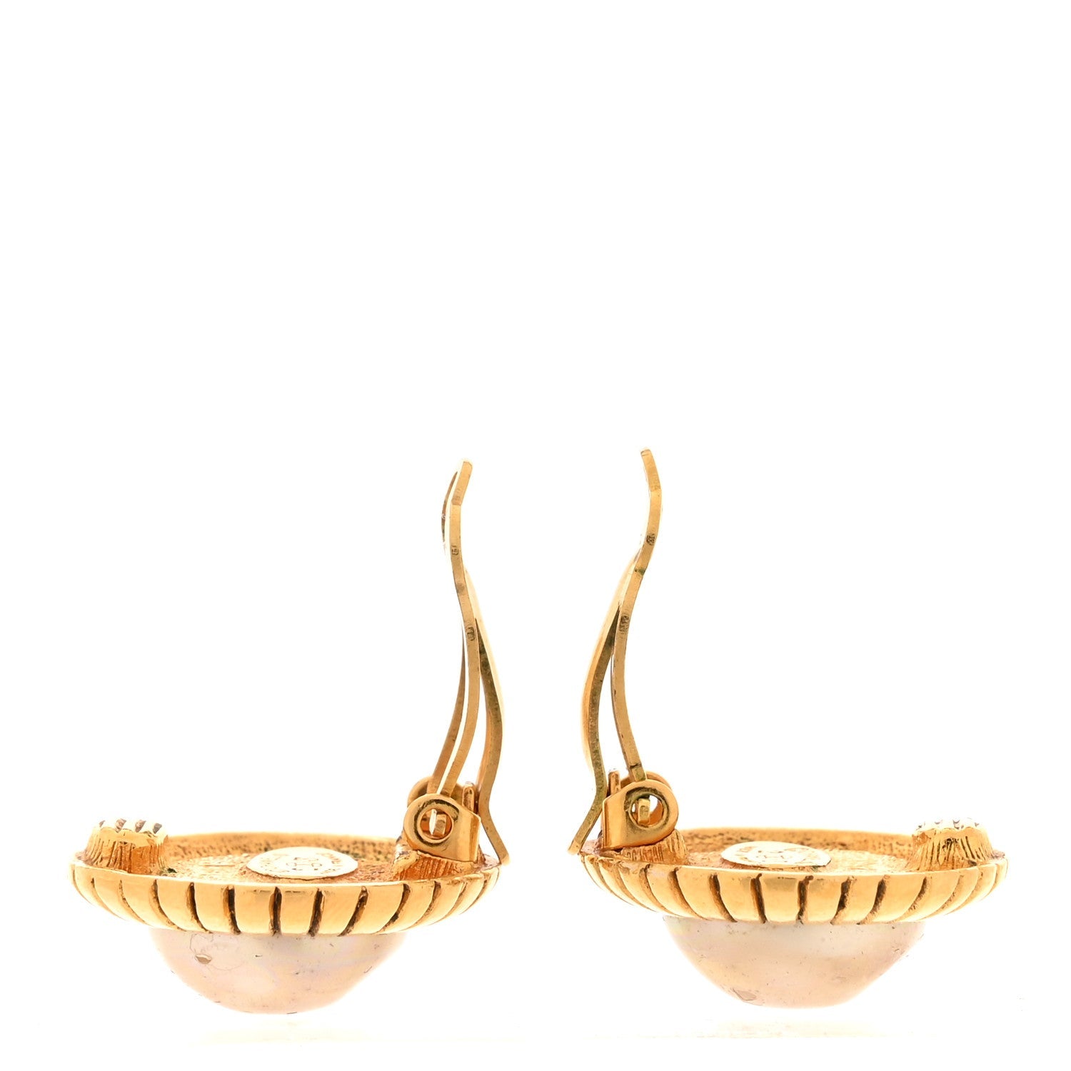 Pearl Round Clip On Earrings Gold