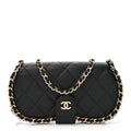 Chanel Caviar Quilted Chain Glasses Case Black