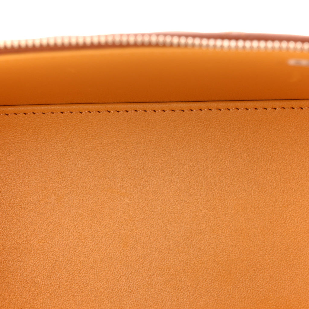 Chanel Lambskin Quilted Small Top Handle Vanity Case With Chain Light Brown Yellow
