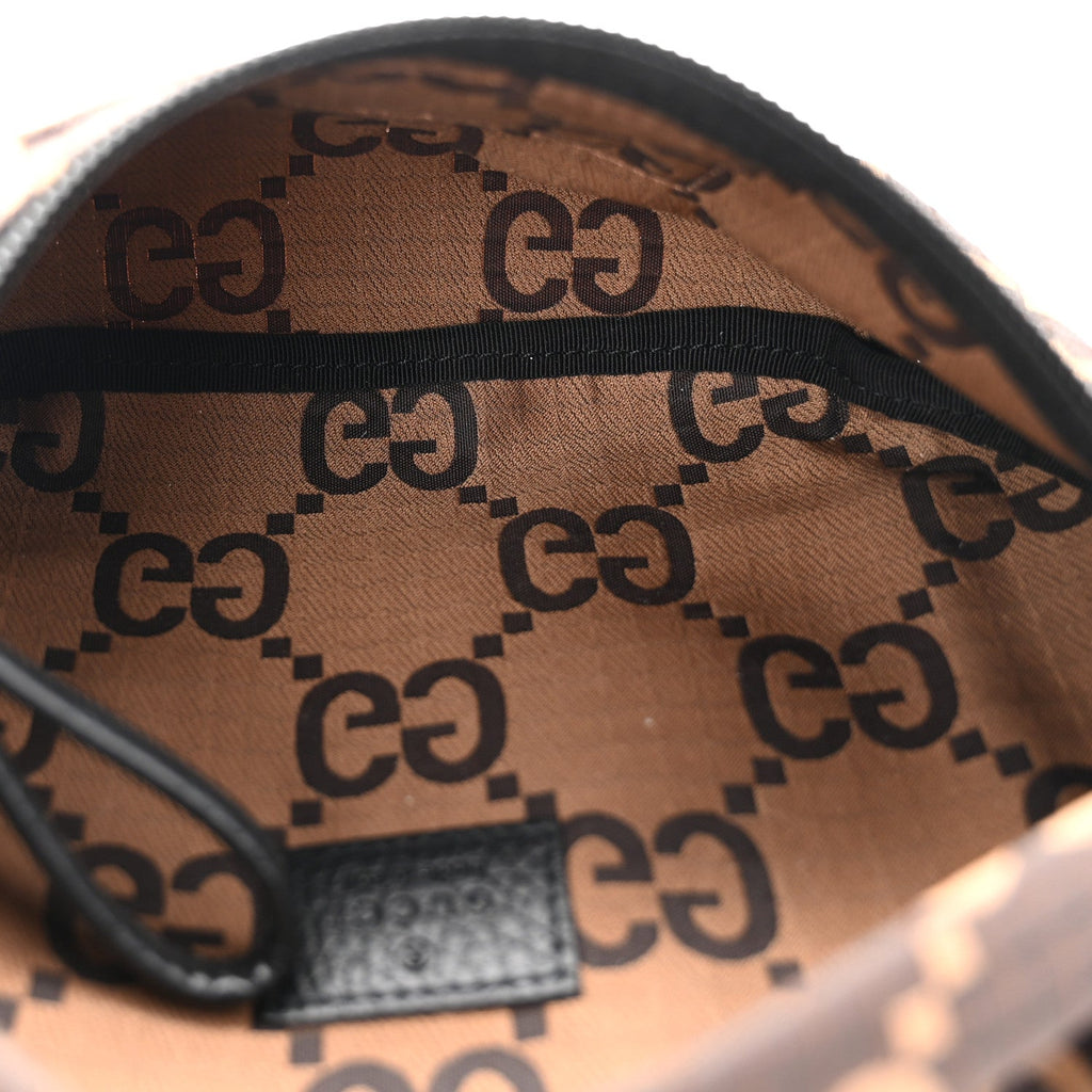 Gucci Recycled Polyester Monogram Jumbo GG Belt Bag Ebony Beige