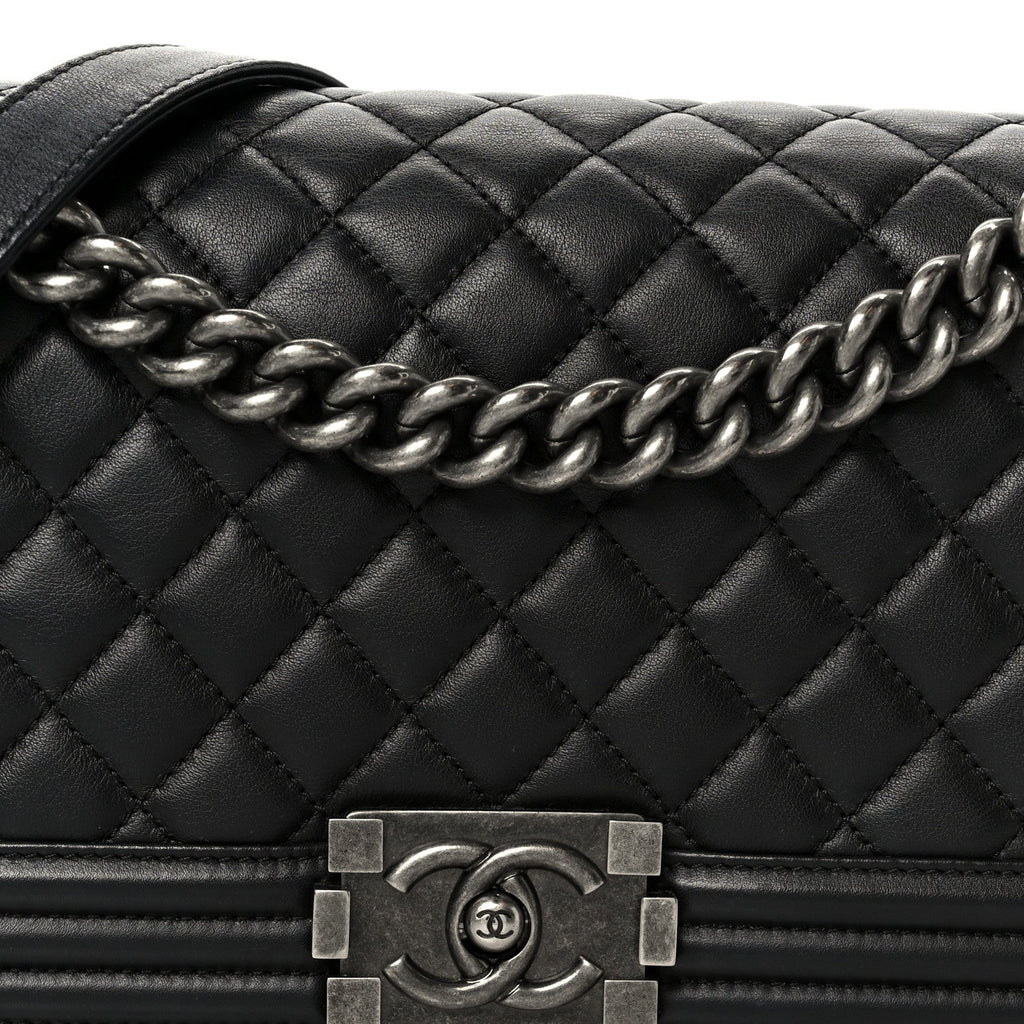 Chanel Lambskin Quilted Medium Boy Flap Black
