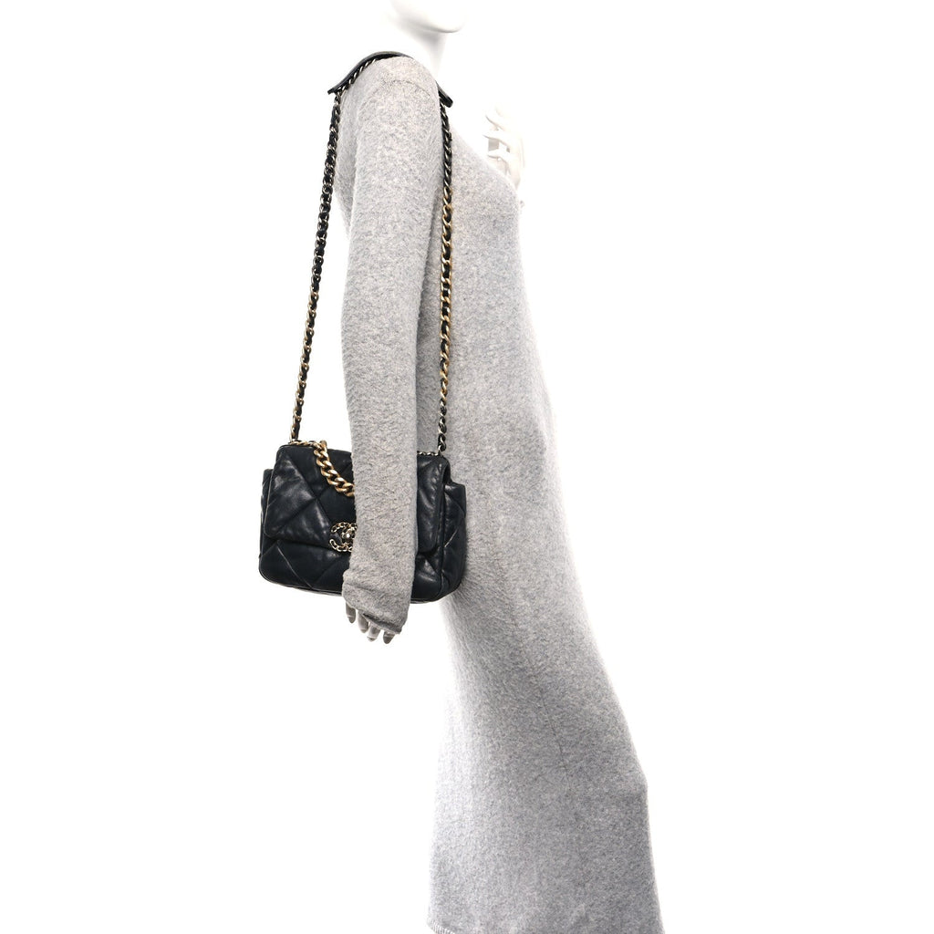 Chanel Lambskin Quilted Medium Chanel 19 Flap Black