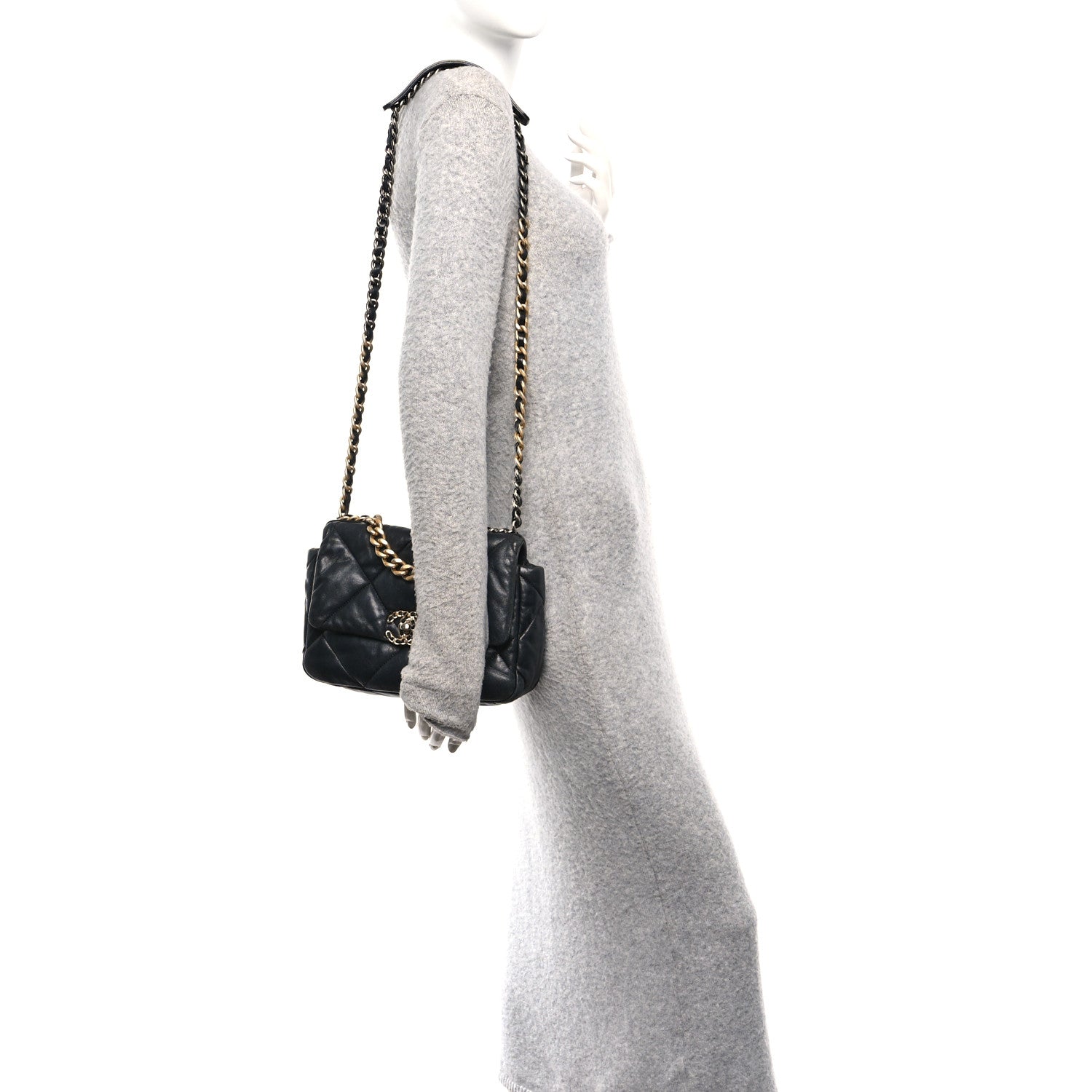 Chanel Lambskin Quilted Medium Chanel 19 Flap Black