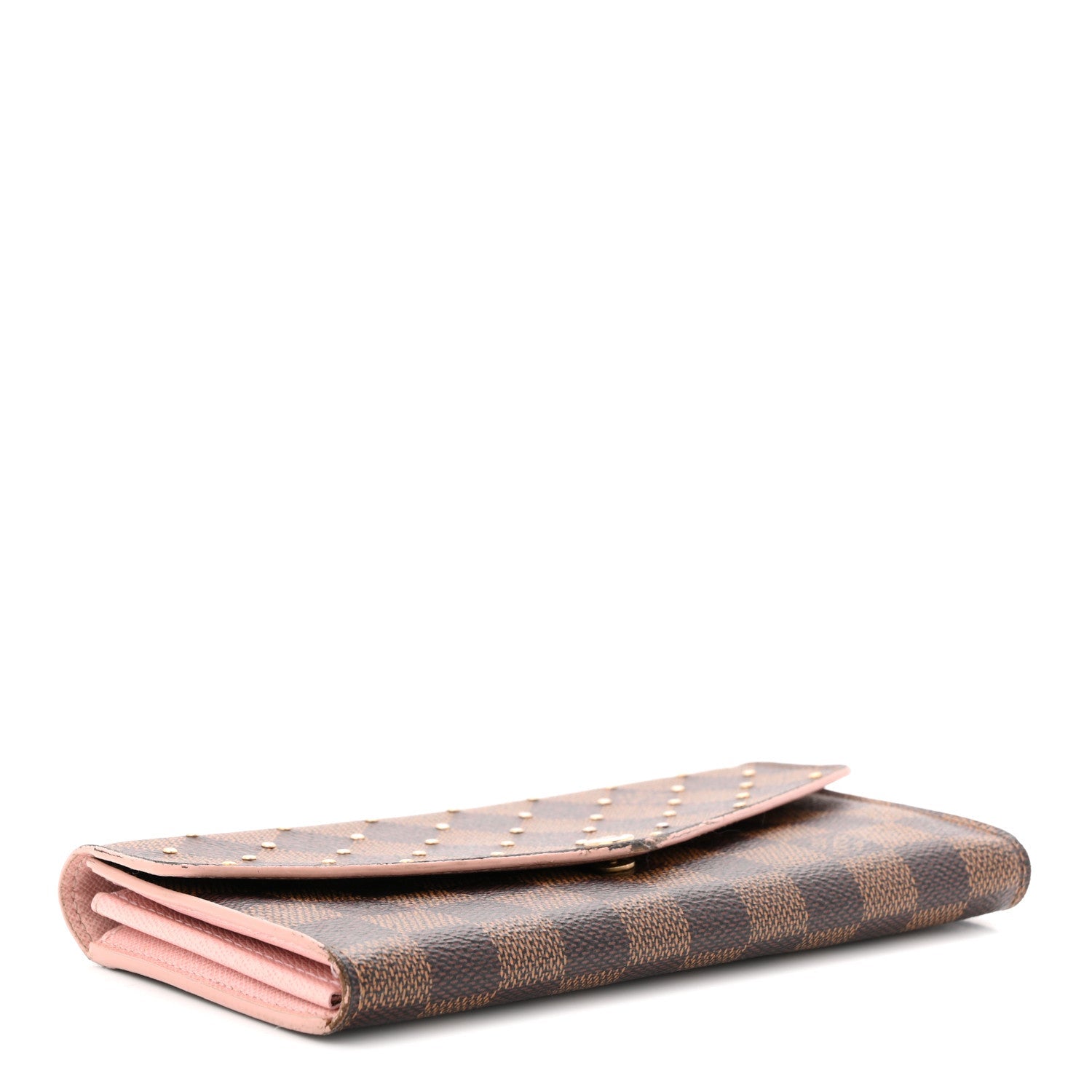 Louis Vuitton Damier Ebene Studded Sarah Wallet NM Rose Ballerine