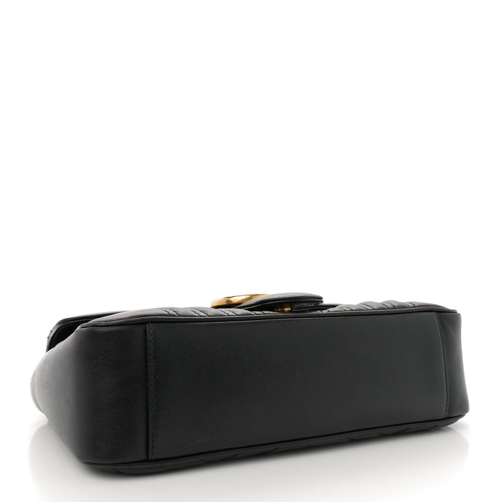 Gucci Calfskin Matelasse Small GG Marmont Shoulder Bag Black