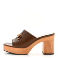 Gucci Granada Kid Houdan Platform Slide Sandals 35.5 Brown