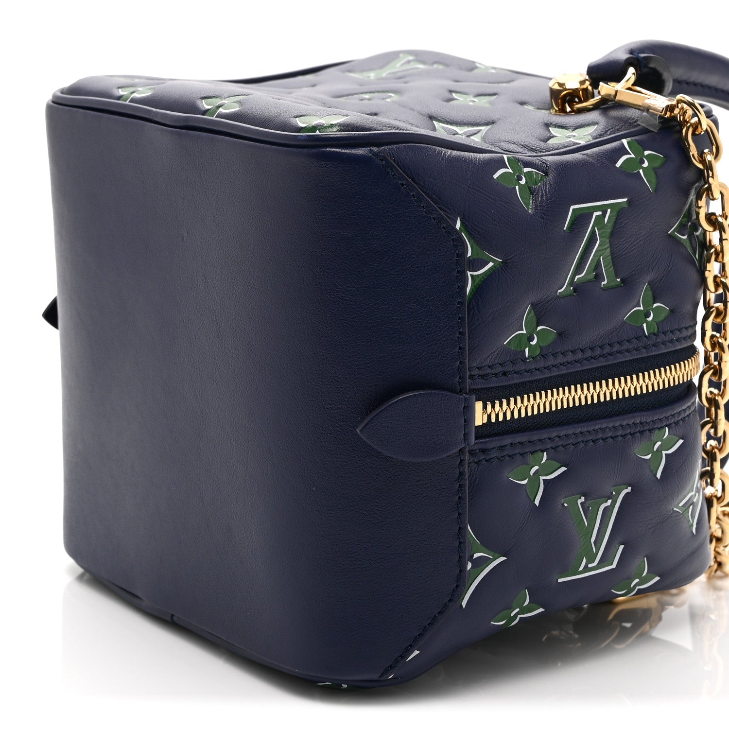 Louis Vuitton Lambskin Embossed Monogram Square Bag Blue Green