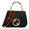 Gucci Roxy Calfskin Web Medium Studded Blondie Shoulder Flap Bag Black