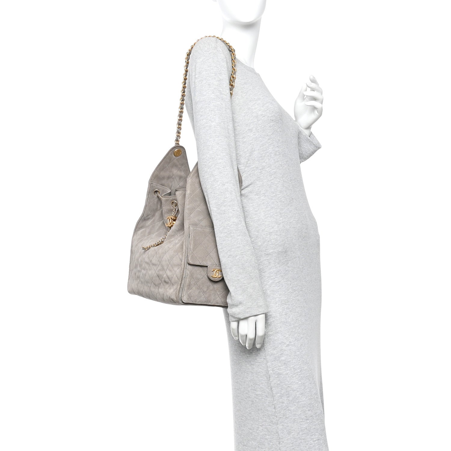Chanel Suede Quilted Medium Chanel 25 Handbag Grey
