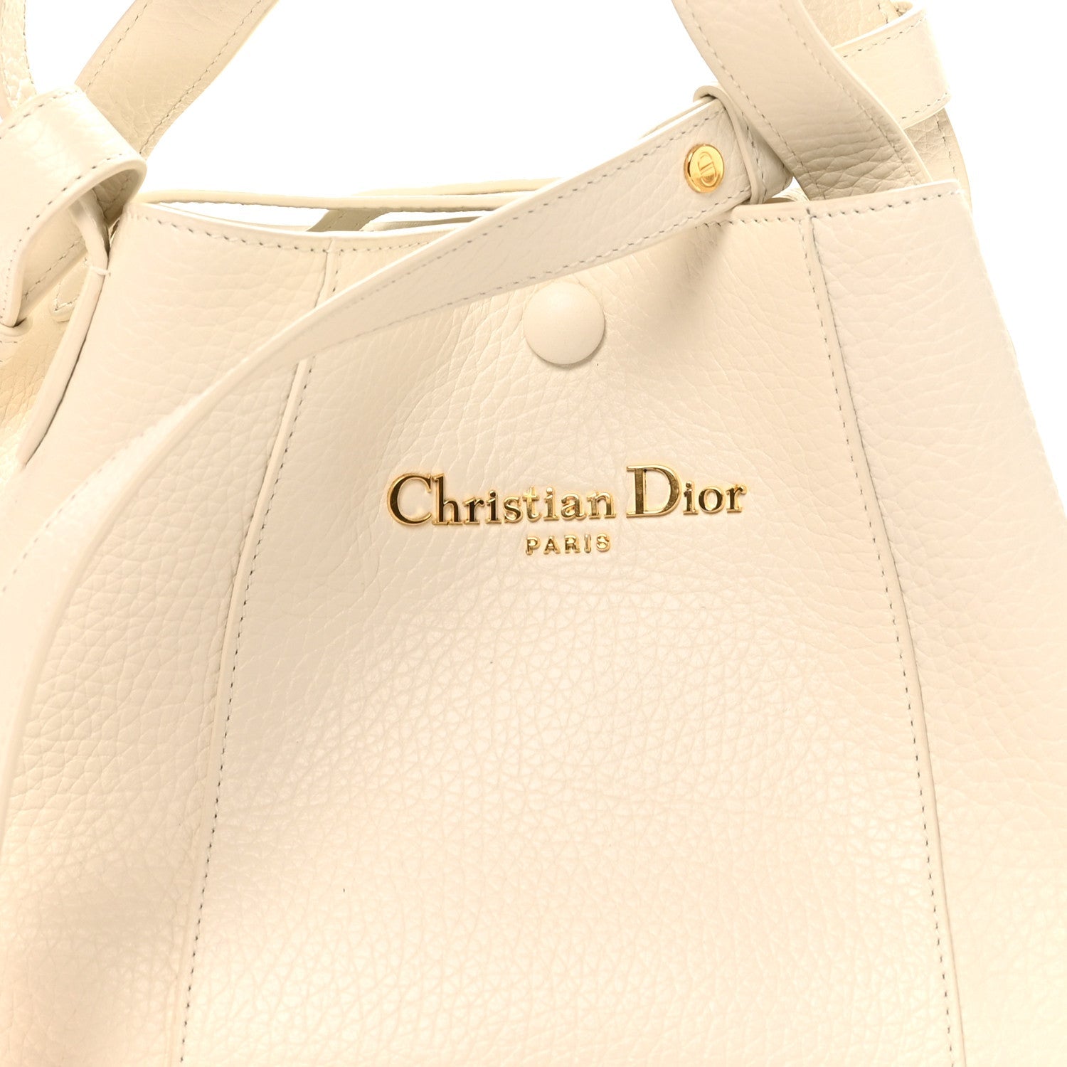 Christian Dior Calfskin Medium Signature Bucket Bag Latte