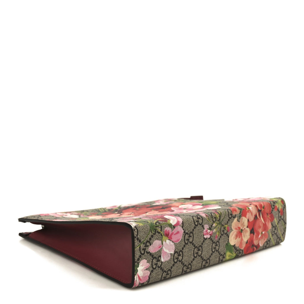 Gucci GG Supreme Monogram Blooms Large Cosmetic Case Beige Multicolor Dry Rose