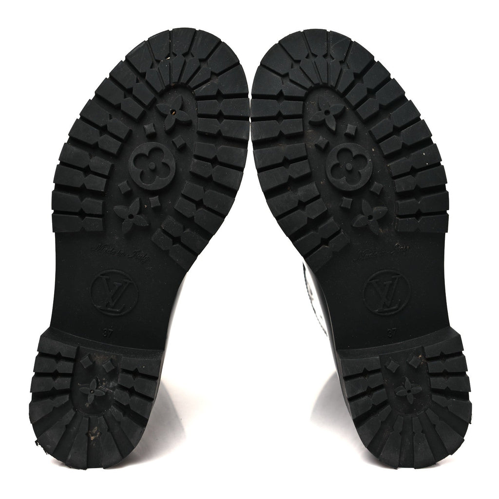 Louis Vuitton Rubber Embossed Monogram Drops Flat Half Boots 37 Black