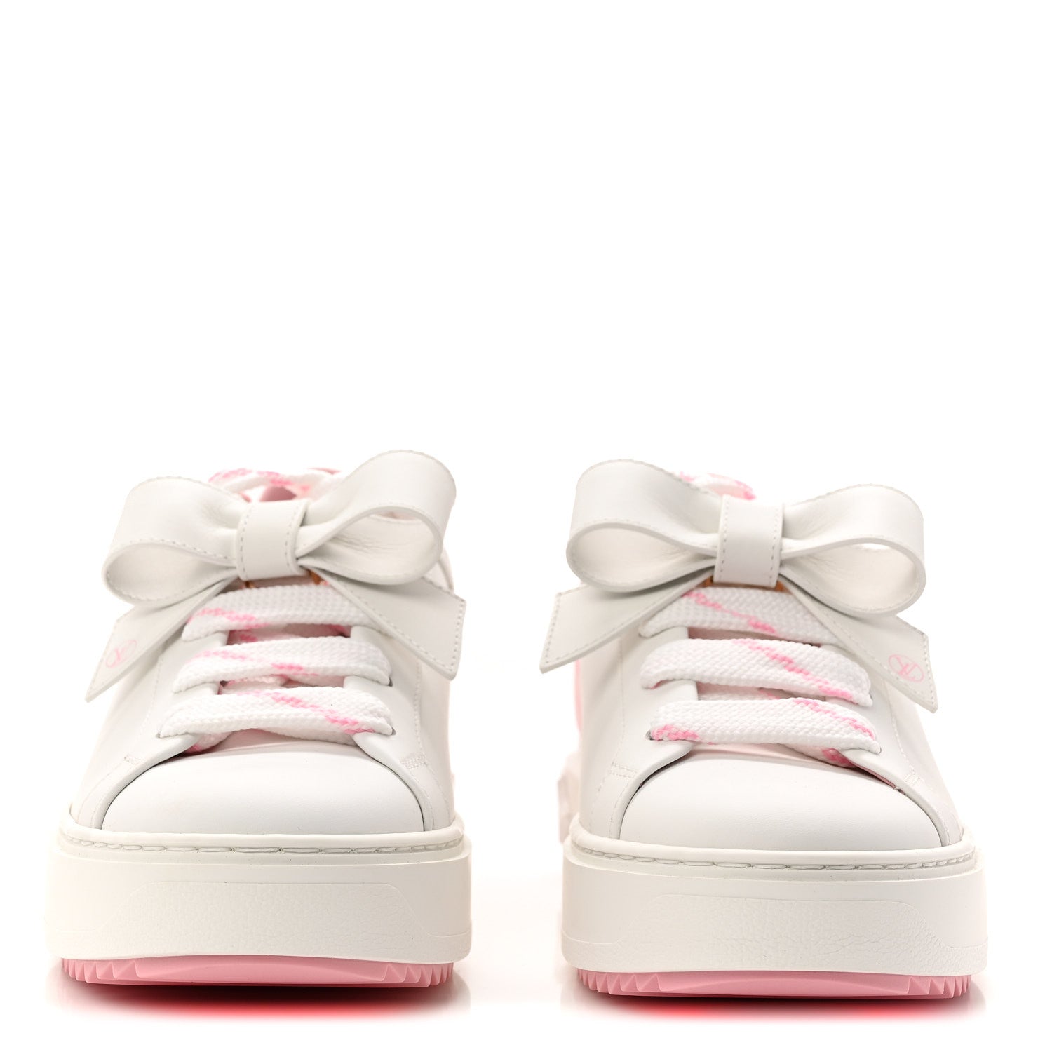 Louis Vuitton Calfskin Time Out Bow Sneakers 38 White Pink