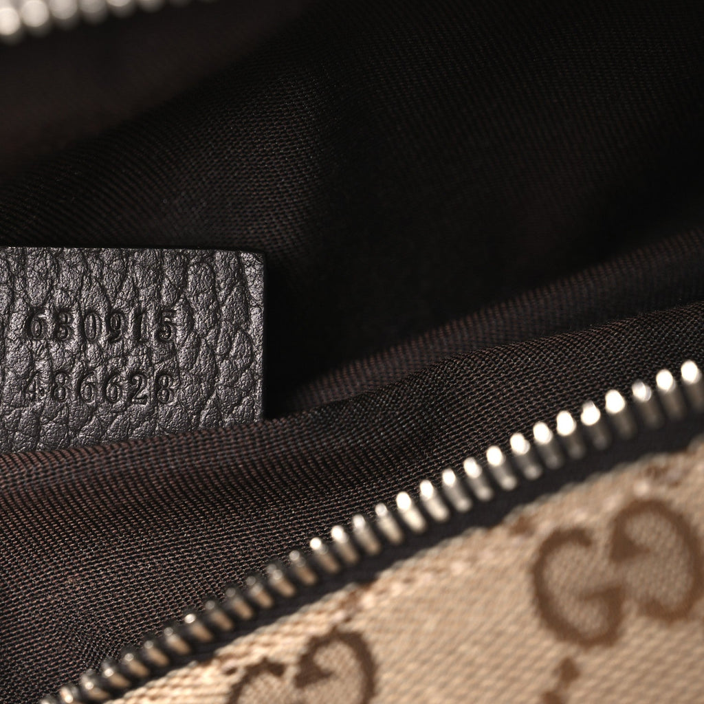 Gucci Monogram Dollar Calfskin Waist Pouch Beige Ebony Testa di Moro Marrone Scuro